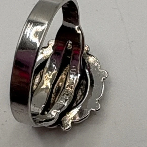 Vintage Sterling Silver Floral Ring Size 5 adjustable to 6 - Picture 2 of 6